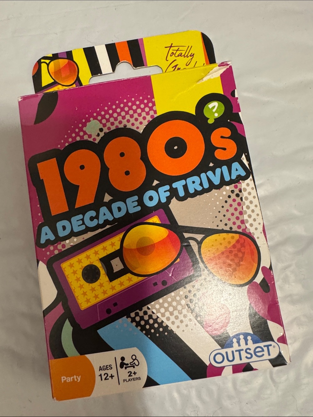 Outset 1980s A Decade of Trivia Card Game - Pink & Yellow Retro Design